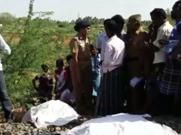 Two girl students body found in railway track near Manapparai Two girl students body found in railway track near Manapparai