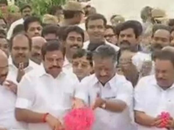 OPS and EPS pay tributes to Jayalalithaa Memorial OPS and EPS pay tributes to Jayalalithaa Memorial