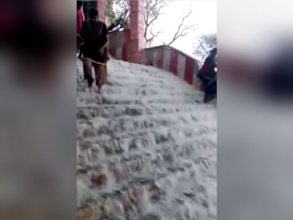 Palani Murugan temple steps changed into water Falls Palani Murugan temple steps changed into water Falls