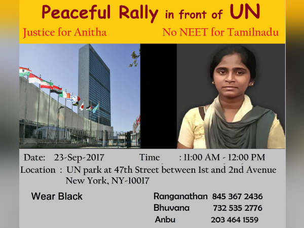 American Tamil protest in front of UN for Anitha American Tamil protest in front of UN for Anitha