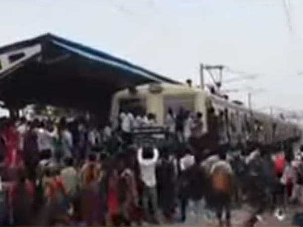 Chennai suburban train services affected because of college students rail rogo Chennai suburban train services affected because of college students rail rogo