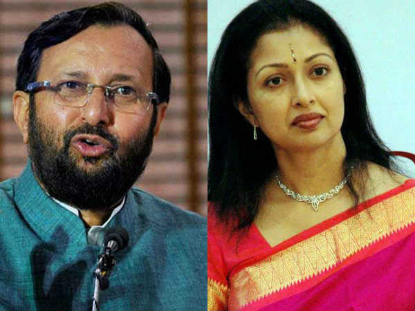 Actress Gauthami meets union minister Prakash Javadekar in Delhi Actress Gauthami meets union minister Prakash Javadekar in Delhi