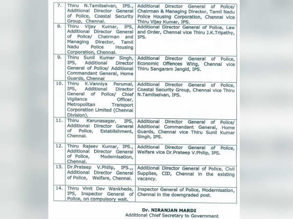 TN IPS officers got promotions and transfers from immediate effect TN IPS officers got promotions and transfers from immediate effect