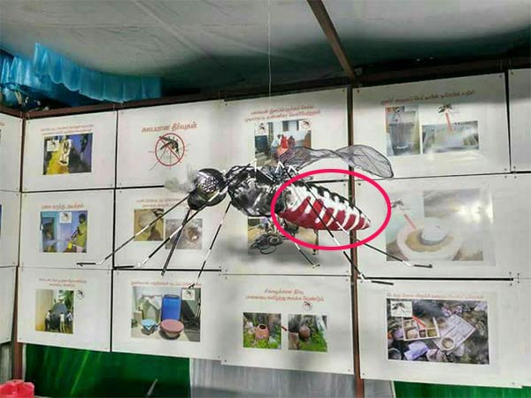 AIADMK men painted Dengue mosquito in colour AIADMK men painted Dengue mosquito in colour