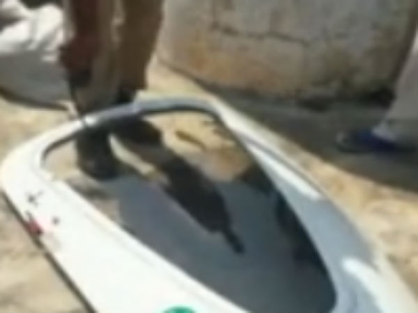 Aircraft's metal doors fell off and crashed onto terrace of a house's building Aircraft's metal doors fell off and crashed onto terrace of a house's building