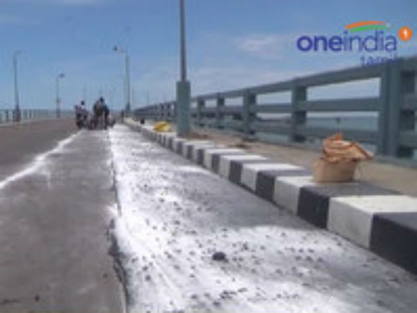 Tourist bus met with an accident in Pambam bridge Tourist bus met with an accident in Pambam bridge