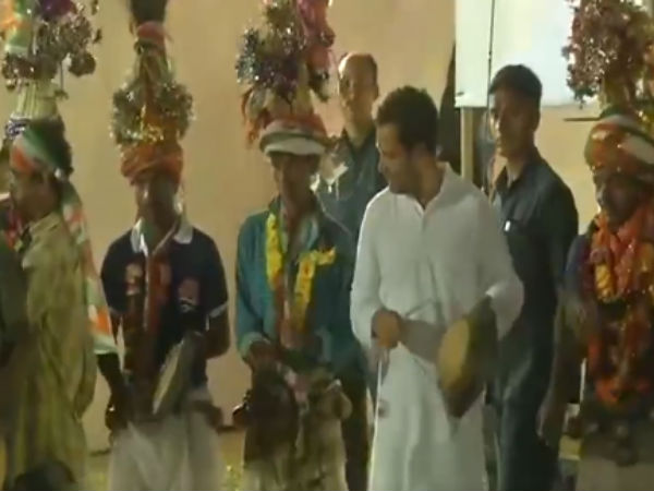 Rahul participates in Timli dance in Chhota Udaipur Rahul participates in Timli dance in Chhota Udaipur