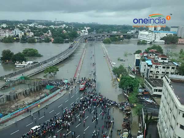 Chennai Adyar river getting flooded Chennai Adyar river getting flooded