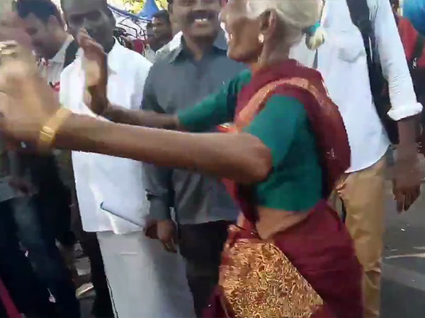 A 68 years old grandma dancing after hearing Rajini Political arrival announcement A 68 years old grandma dancing after hearing Rajini Political arrival announcement