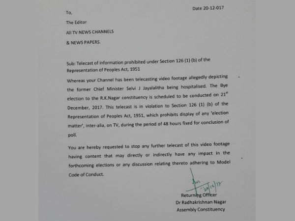 EC writes letter to all Medias and TV Channels EC writes letter to all Medias and TV Channels