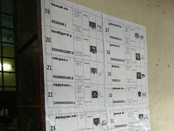 Which candidate in which place of ballot box totally 3 ballot boxes used in RK Nagar by polls? Which candidate in which place of ballot box totally 3 ballot boxes used in RK Nagar by polls?