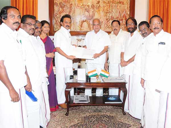 M.K.Stalin met Governor Banwarilal Purohit for Kanyakumari relief M.K.Stalin met Governor Banwarilal Purohit for Kanyakumari relief