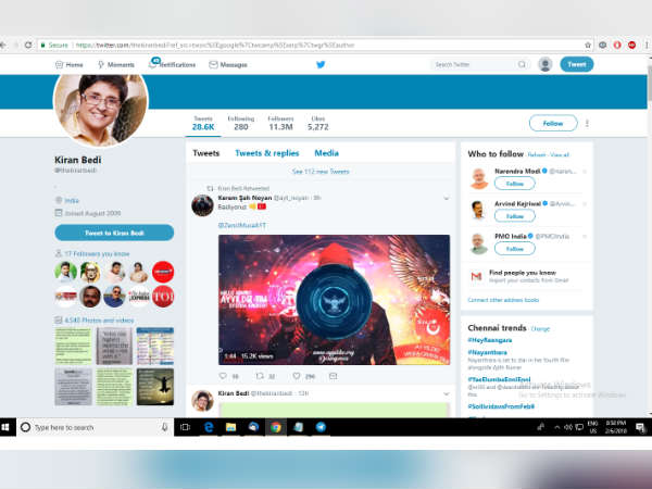 Kiran Bedi's twitter account hacked Kiran Bedi's twitter account hacked
