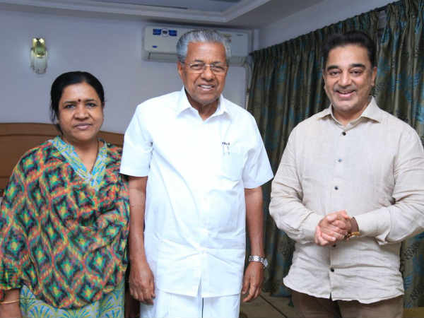 Kamal meets Kerala CM Pinarayi Vijayan in Chennai Apollo hospital Kamal meets Kerala CM Pinarayi Vijayan in Chennai Apollo hospital