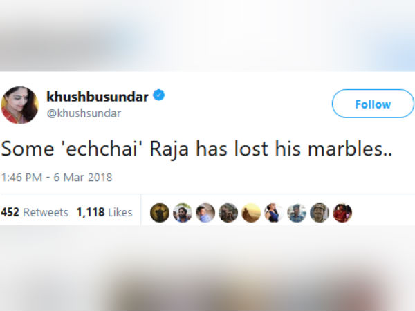 Khushbu Sundar replies to H Raja comment on Periyar statue issue Khushbu Sundar replies to H Raja comment on Periyar statue issue