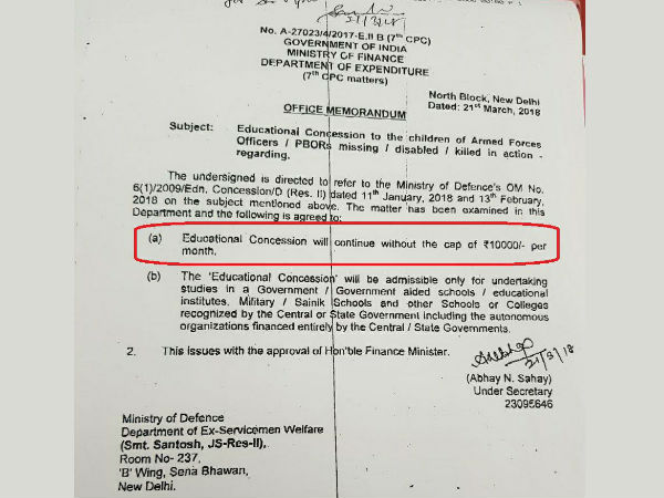 Government to again fully fund education fee of children of Armymen disabled, killed in action Government to again fully fund education fee of children of Armymen disabled, killed in action