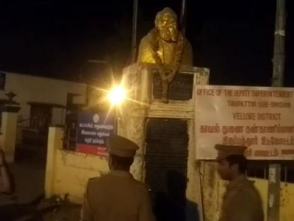 Periyar statue damaged at Tirupattur Periyar statue damaged at Tirupattur