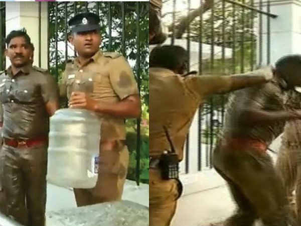 Two constables arrested for suicide attempt at Chennai DGP office Two constables arrested for suicide attempt at Chennai DGP office