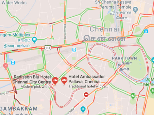 The Chennai map is given where the traffic occurs The Chennai map is given where the traffic occurs