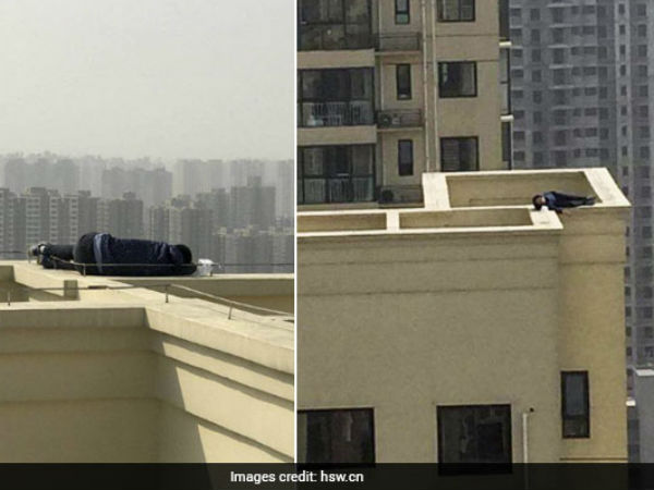 Drunken Man Falls Asleep On Building Ledge Drunken Man Falls Asleep On Building Ledge