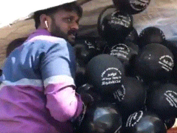 Chennai police burst baloons amidst Modis visit to Chennai Chennai police burst baloons amidst Modis visit to Chennai