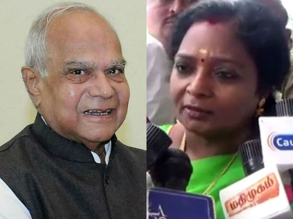 Tamil Nadu BJP leader Tamilisai meets Governor Banwarilal purohit in Chennai Tamil Nadu BJP leader Tamilisai meets Governor Banwarilal purohit in Chennai