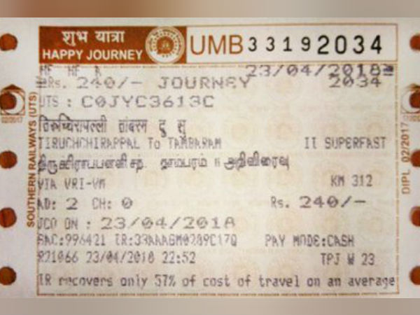 Train tickets in Tamilnadu now carries regional language information printed in it Train tickets in Tamilnadu now carries regional language information printed in it