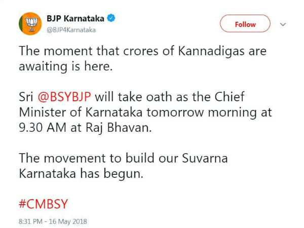 bjp deletes tweet on government formation bjp deletes tweet on government formation