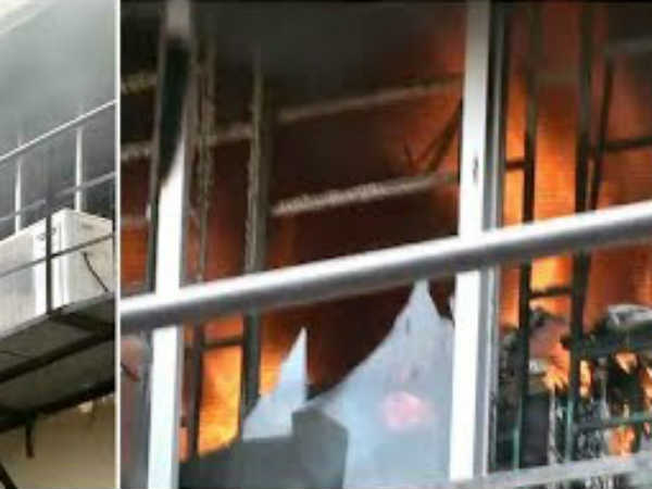 Fire accident at KK Nagar bank in Madurai Fire accident at KK Nagar bank in Madurai