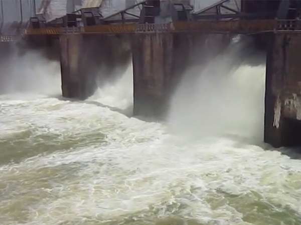 Excess water being discharged from Kabini dam Excess water being discharged from Kabini dam