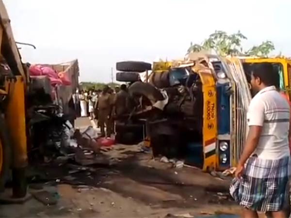 3 lorries collision near Viralimalai-3 people died 3 lorries collision near Viralimalai-3 people died