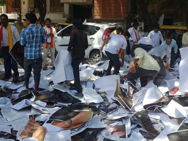 Pro- Kannada groups demolished the office of Kaala distributor in Karnataka Pro- Kannada groups demolished the office of Kaala distributor in Karnataka