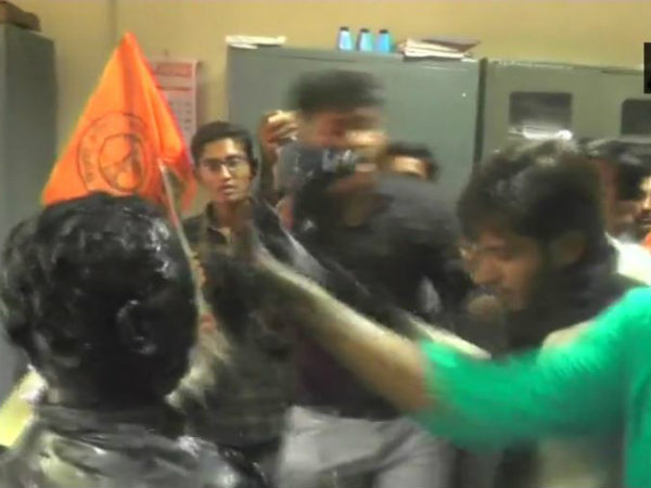 Gujarat: ABVP activists attack professor and blacken face Gujarat: ABVP activists attack professor and blacken face