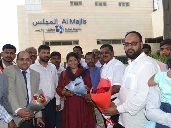 A garnd welcome for DMK MP Kanimozhi in Dubai A garnd welcome for DMK MP Kanimozhi in Dubai