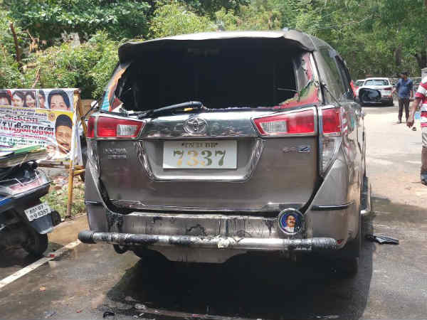 Petrol bomb hurdle on TTV Dhinakaran Petrol bomb hurdle on TTV Dhinakaran