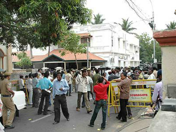 Police action has been taken to block roads leading to Gopalapuram Police action has been taken to block roads leading to Gopalapuram