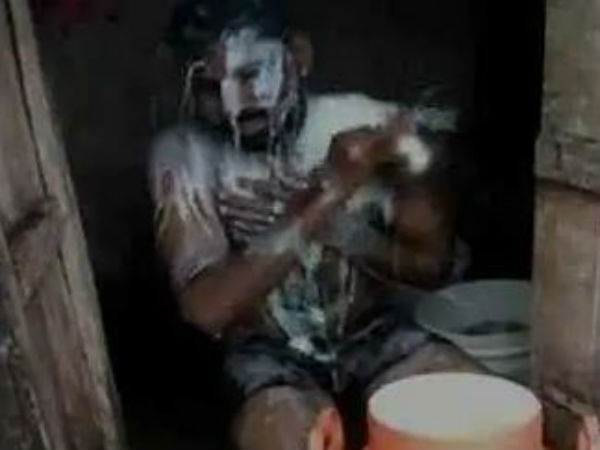 Man bathes in 35 litres of milk in Maharastra Man bathes in 35 litres of milk in Maharastra
