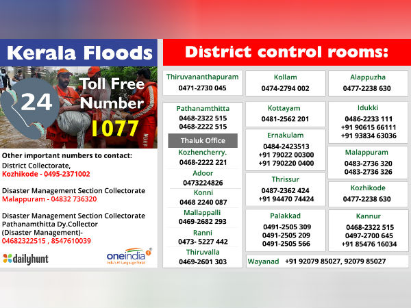 Kerala Floods: Emergency Contact details Kerala Floods: Emergency Contact details