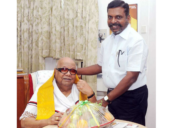 Thirumavalaan insisted Indian government should give Barata Ratna award to Karunanidhi Thirumavalaan insisted Indian government should give Barata Ratna award to Karunanidhi