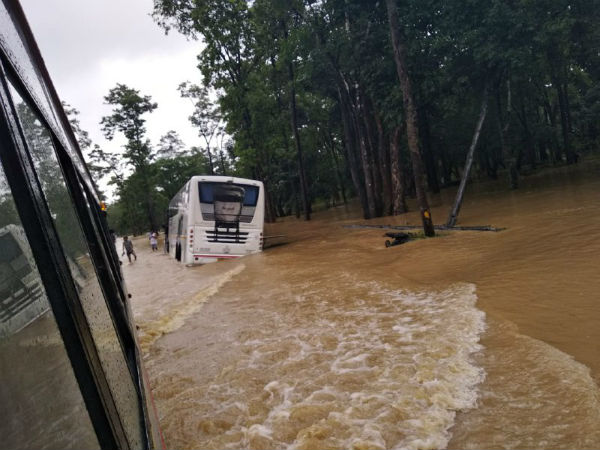 KSRTC bus stuck near Sultan Bathery at Wayanad in Kerala KSRTC bus stuck near Sultan Bathery at Wayanad in Kerala