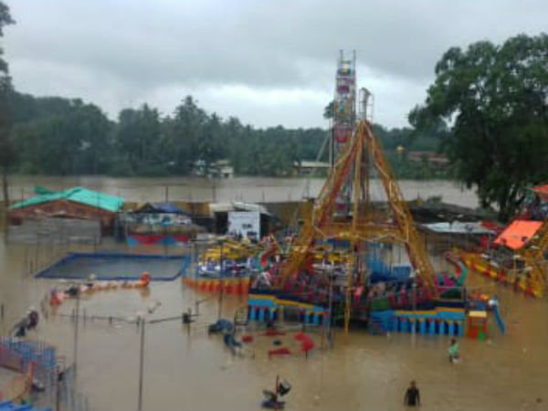 Flood water inflows into Government Exhibition in Kuzhithurai Flood water inflows into Government Exhibition in Kuzhithurai