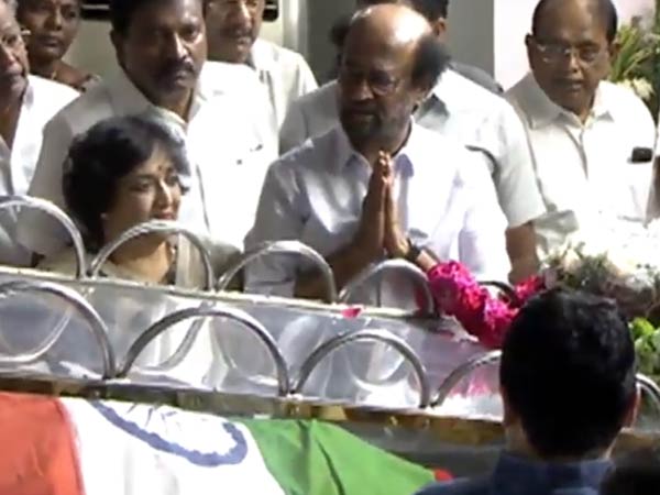 Rajinikanth pays his tribute to Karunanidhi Rajinikanth pays his tribute to Karunanidhi