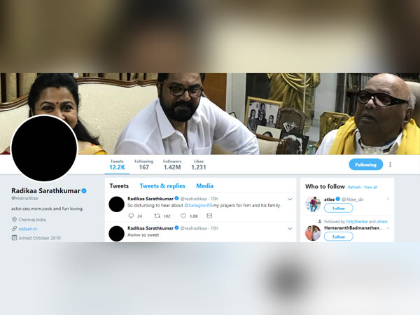 So disturbing to hear about Karunanidhi: Radhika Sarathkumar So disturbing to hear about Karunanidhi: Radhika Sarathkumar