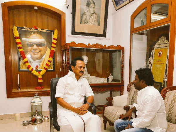 MLA Karunas meets Stalin MLA Karunas meets Stalin