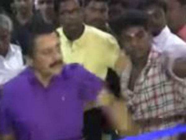 Actor Sivakumar knocks out the fans cellphone while takes selfie Actor Sivakumar knocks out the fans cellphone while takes selfie