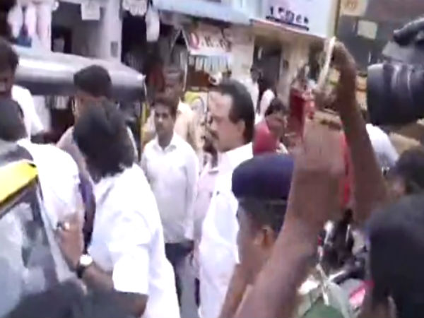 MK Stalin helps to fit artificial legs to one who lose his leg in accident MK Stalin helps to fit artificial legs to one who lose his leg in accident