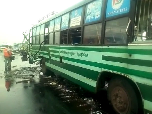 a tourist van and 2 government buses hits near nellai, 6 dead a tourist van and 2 government buses hits near nellai, 6 dead