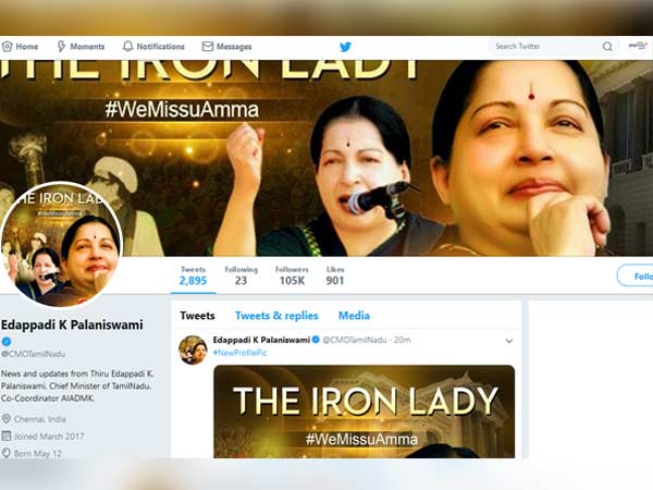 Tamilnadu CMs new DP of Twitter profile gets the limelight Tamilnadu CMs new DP of Twitter profile gets the limelight