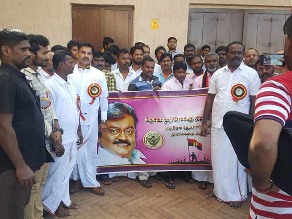 DMDK cadres celebrates pongal festival in dubai and they distributed pongal to everyone DMDK cadres celebrates pongal festival in dubai and they distributed pongal to everyone