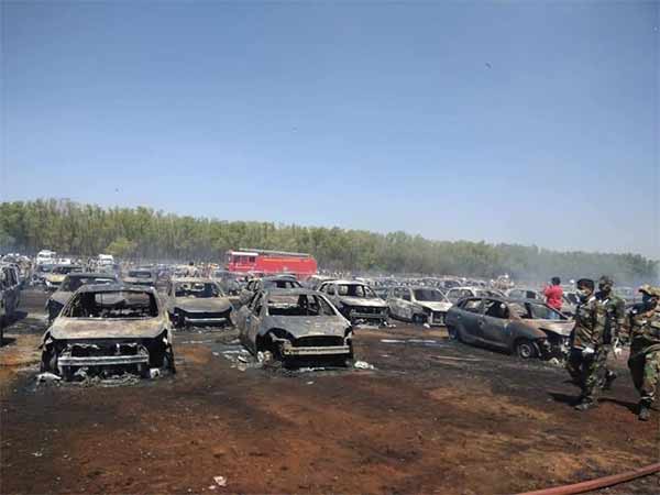 Bengaluru Aero India 2019: Fire breaks out at car parking area Bengaluru Aero India 2019: Fire breaks out at car parking area